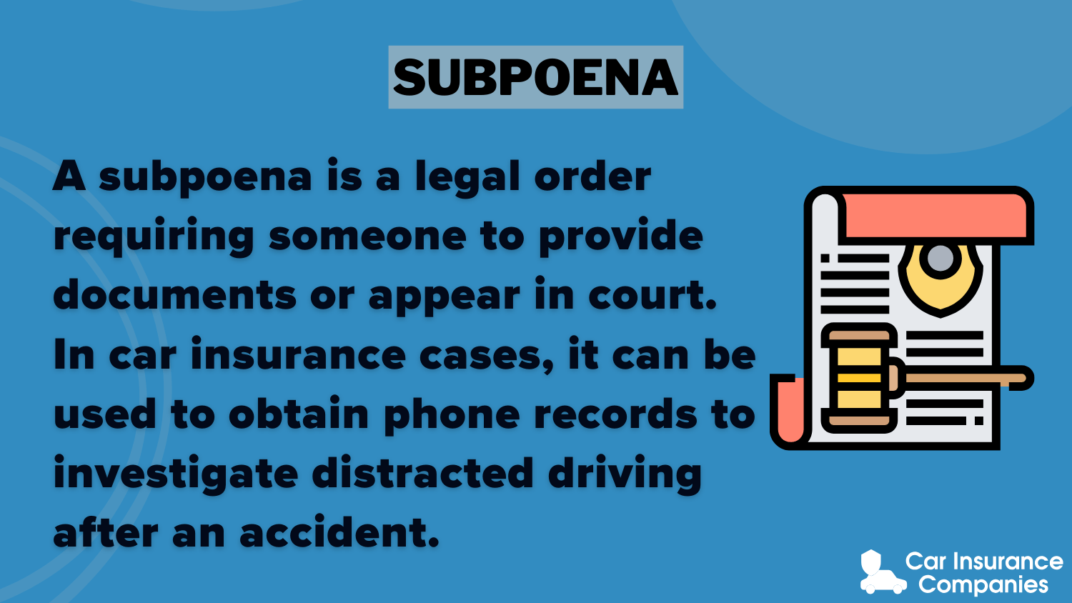 Subpoena Definition card: Can car insurance companies check phone records?